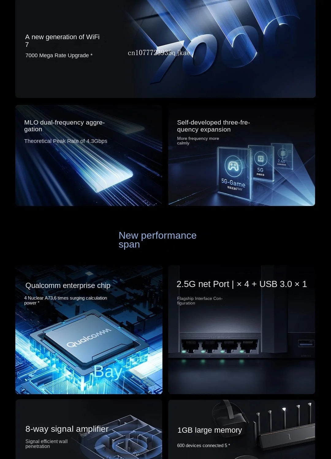 New Xiaomi Router BE7000 WIFI 7 Tri-Band WiFi Repeater VPN 1GB Mesh IPTV 4 x 2.5G USB 3.0 Ethernet Ports Modem Signal Amplifier
