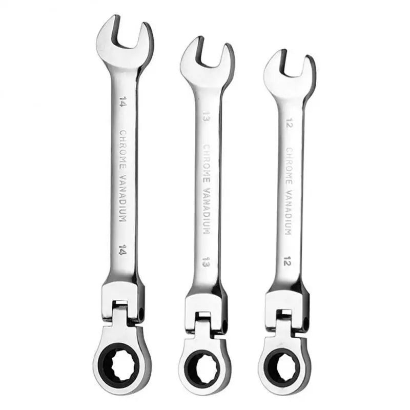 Metric Flex-Head Ratcheting Wrench , Chrome Vanadium Steel, Ratcheting Combination Wrench Key Wrench for Car Maintenance