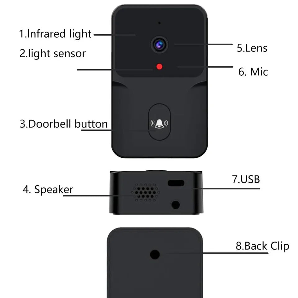 Tuya Smart Video Doorbell Wireless HD Camera PIR Motion Detection IR Alarm Security Door Bell Wi-Fi Intercom for Home Apartment