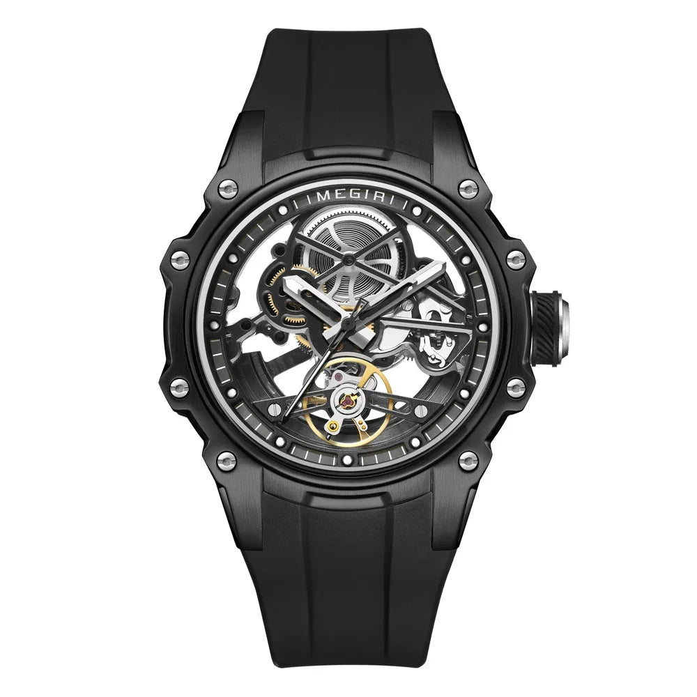 MEGIR Automatic Mechanical Luxury Watch Men Top Brand Stainless Steel 43mm Dial Watch Luminous Waterproof Men's Wristwatch