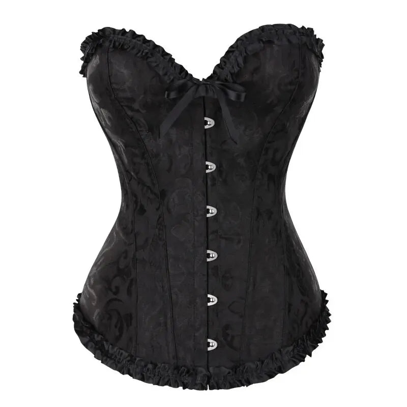 YBFDO Women Sexy Corsets Bustiers Floral Lace Tops Shapewear Burlesque Vintage Corset Gothic Satin Lingerie Corselet Overbust