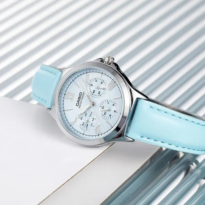 Casio LTP V300D Luxury Quartz Leather Watch Three Eyes Waterproof Fash