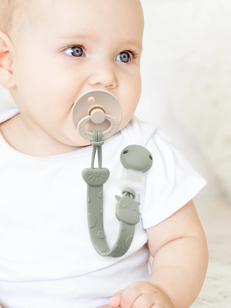 One-Piece Silicone Pacifier Clip Holder, Soft Flexible Pacifier Clips Binky Clips for Baby Boys and Girls, Baby Accessories