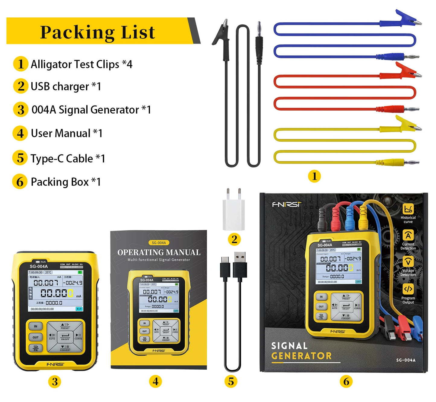 FNIRSI SG-003A 0-10V Adjustable Current Voltage Simulator 4-20mA Gerador de sinal Sources transmitter calibrator Transmitte