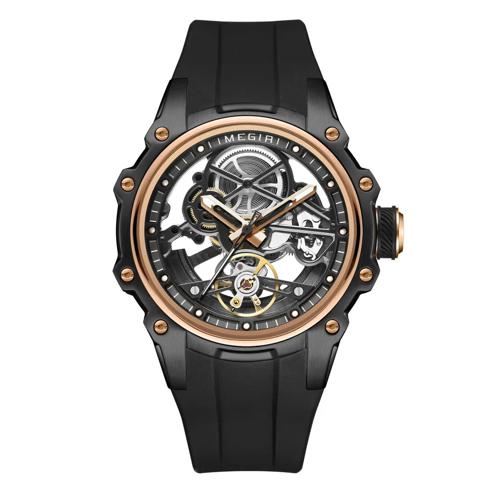 MEGIR Automatic Mechanical Luxury Watch Men Top Brand Stainless Steel 43mm Dial Watch Luminous Waterproof Men's Wristwatch