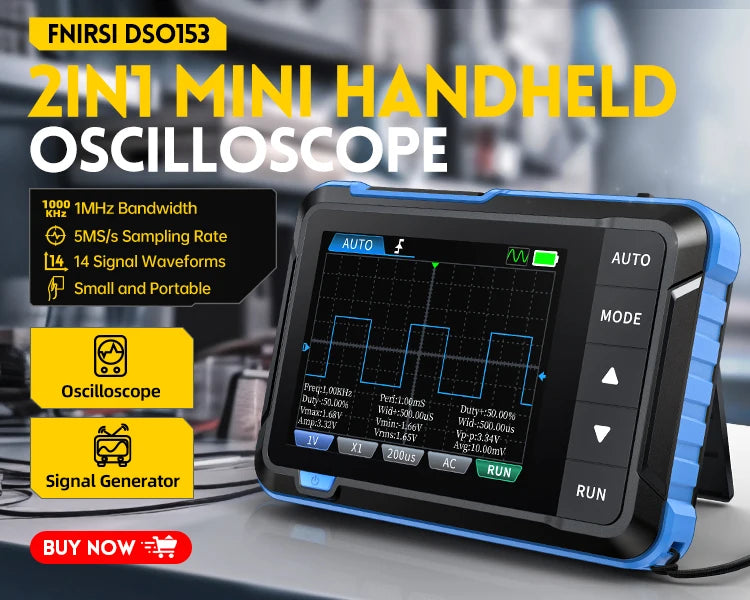 FNIRSI DSO152 DSO153 New Mini Handheld Digital Oscilloscope Portable 2.5MSa/s 200KHz Analog Bandwidth 800 VPP with PWM Output