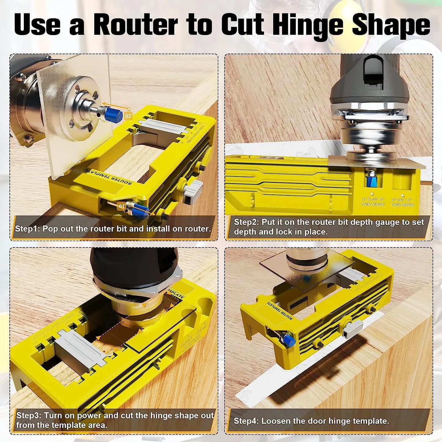 New Door Hinge Routing Jig And Hinge Jig Plastic 3‑5in Length 1/4‑5/8in Radius Hinge Router Template for Woodworking Tool(green)