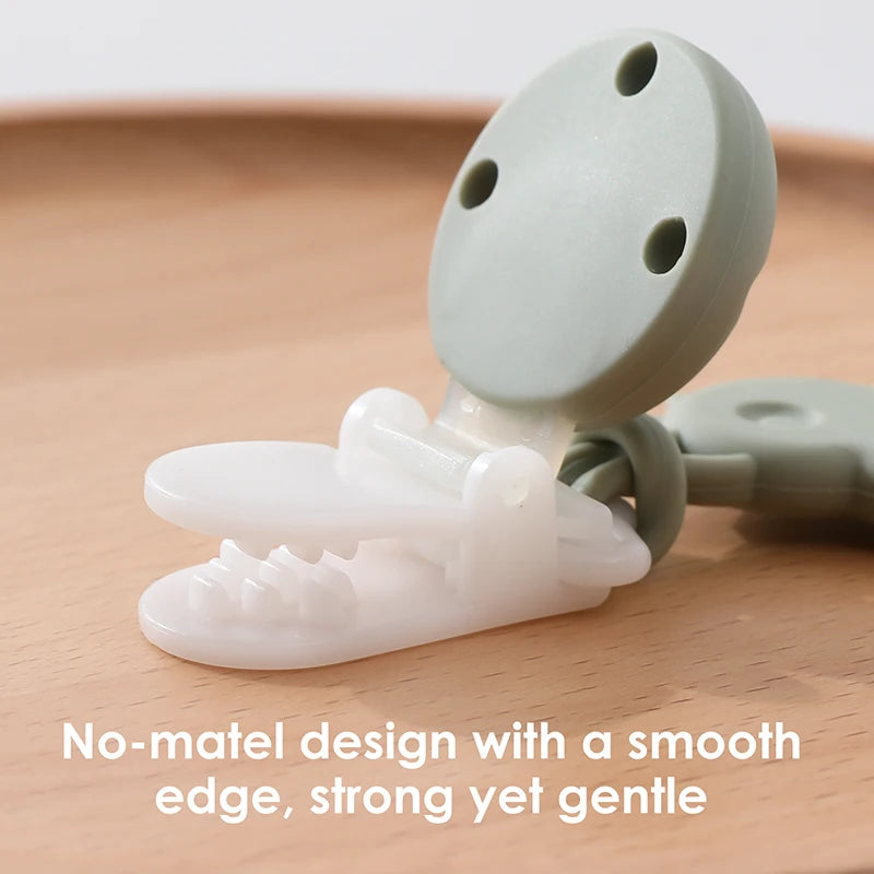 One-Piece Silicone Pacifier Clip Holder, Soft Flexible Pacifier Clips Binky Clips for Baby Boys and Girls, Baby Accessories