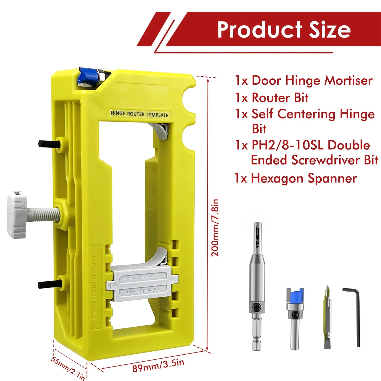 New Door Hinge Routing Jig And Hinge Jig Plastic 3‑5in Length 1/4‑5/8in Radius Hinge Router Template for Woodworking Tool(green)