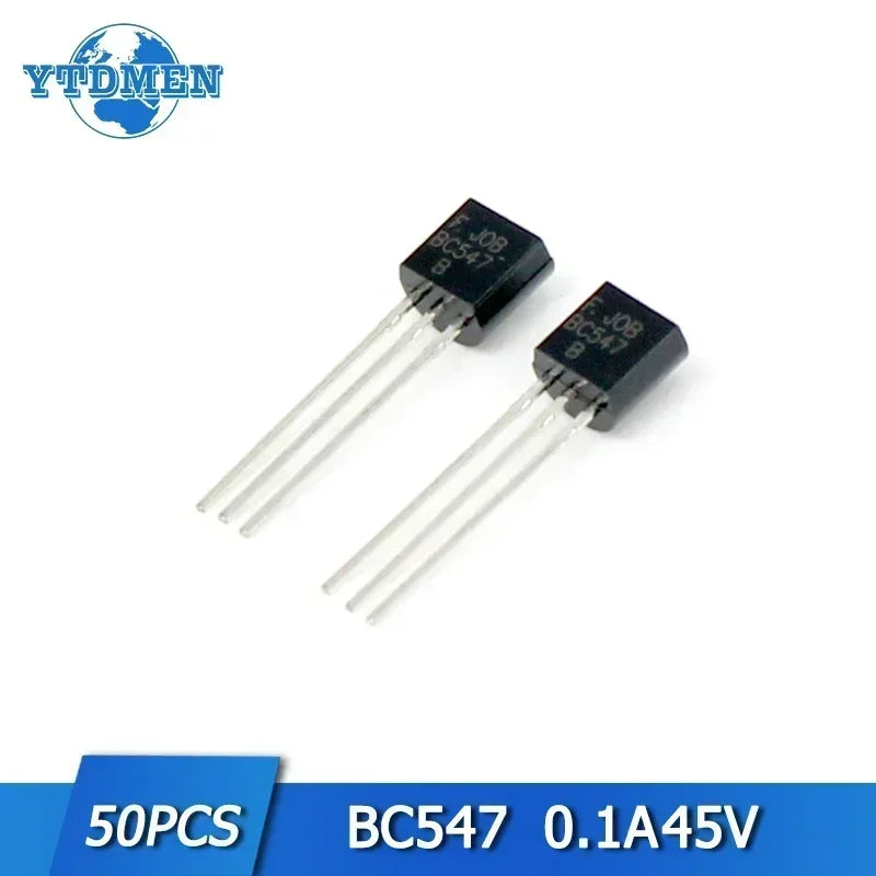 50pcs Transistors BC547 BC557 Each 25pcs BC547B BC557B NPN PNP Triode Transistor DIY Electronic Kit