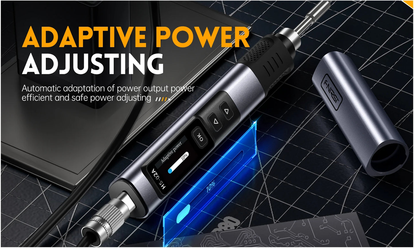 FNIRSI HS-02 Adjustable Temperature Soldering Iron DC 24V 100-450℃ Welding Solder Rework Station PD 100W Portable Repair Tool