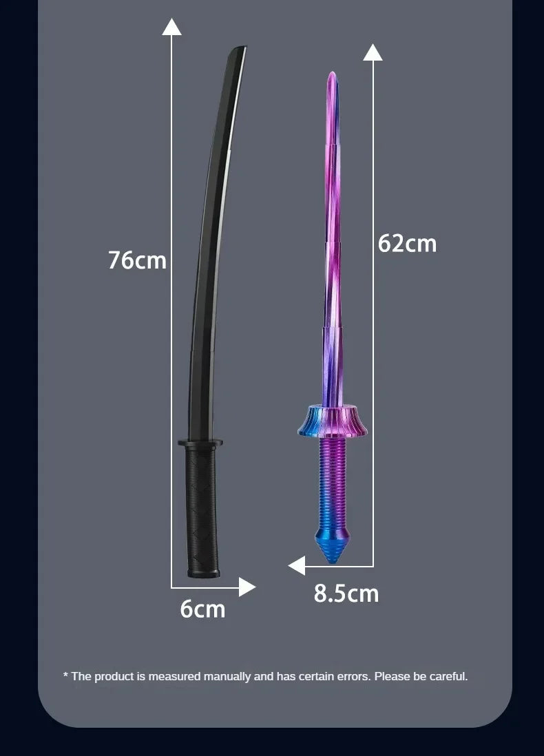 3pcs Katana 3d Printing Spiral Sword Gravity Retractable Sword Swinging Knife Creative Decompression Model Toy