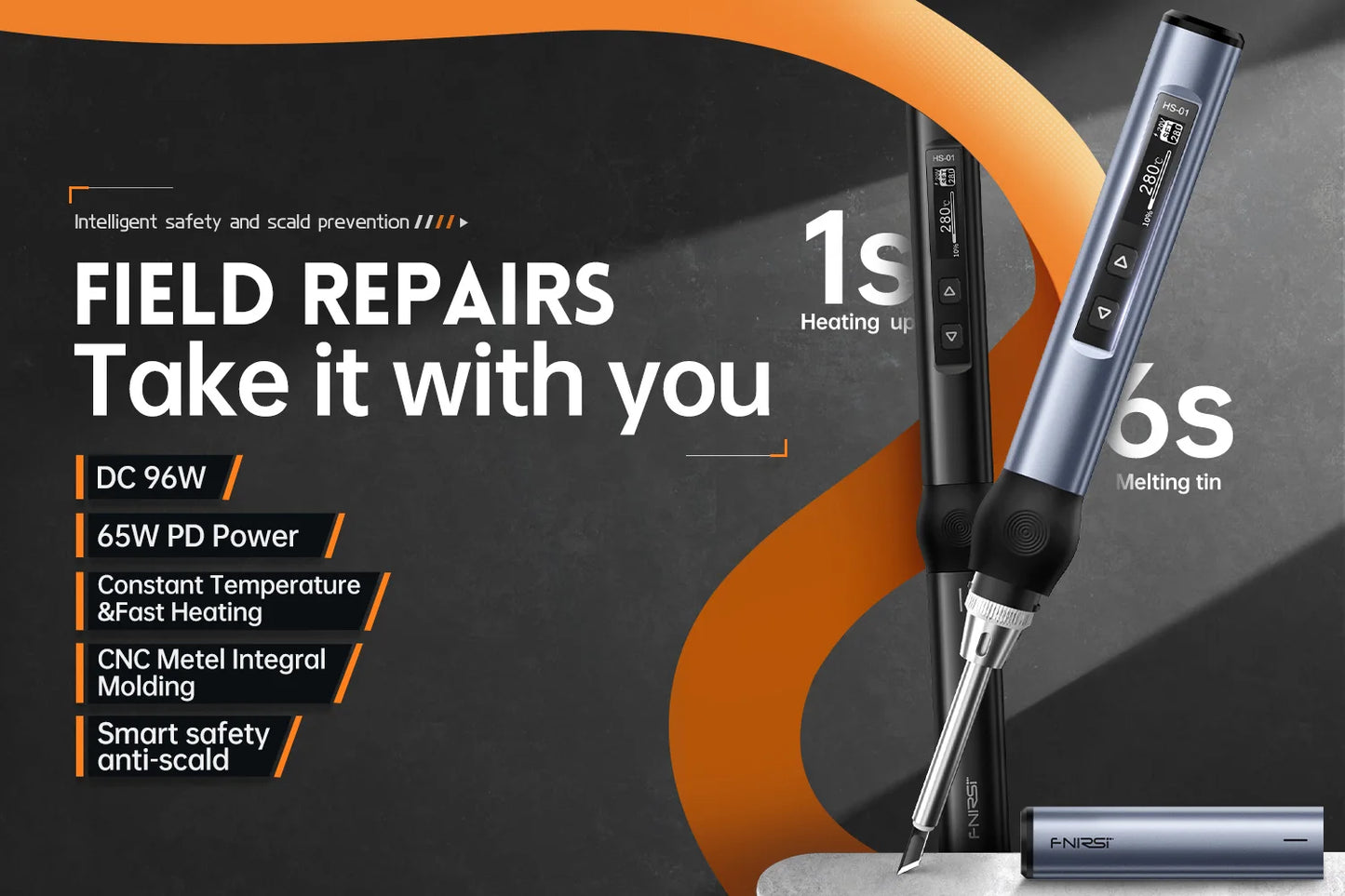 FNIRSI HS-01 Smart Soldering Station 65W 96W Electric Soldering Iron Adjustable Constant Temperature Fast Heat Solder Iron Kit