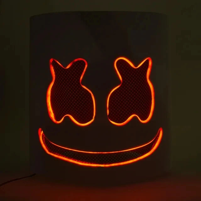 Halloween LED DJ Mask Lifelike Marshmello Mask Breathable Helmet Mask Durable Carnival Festival Halloween Party Props Cosplay