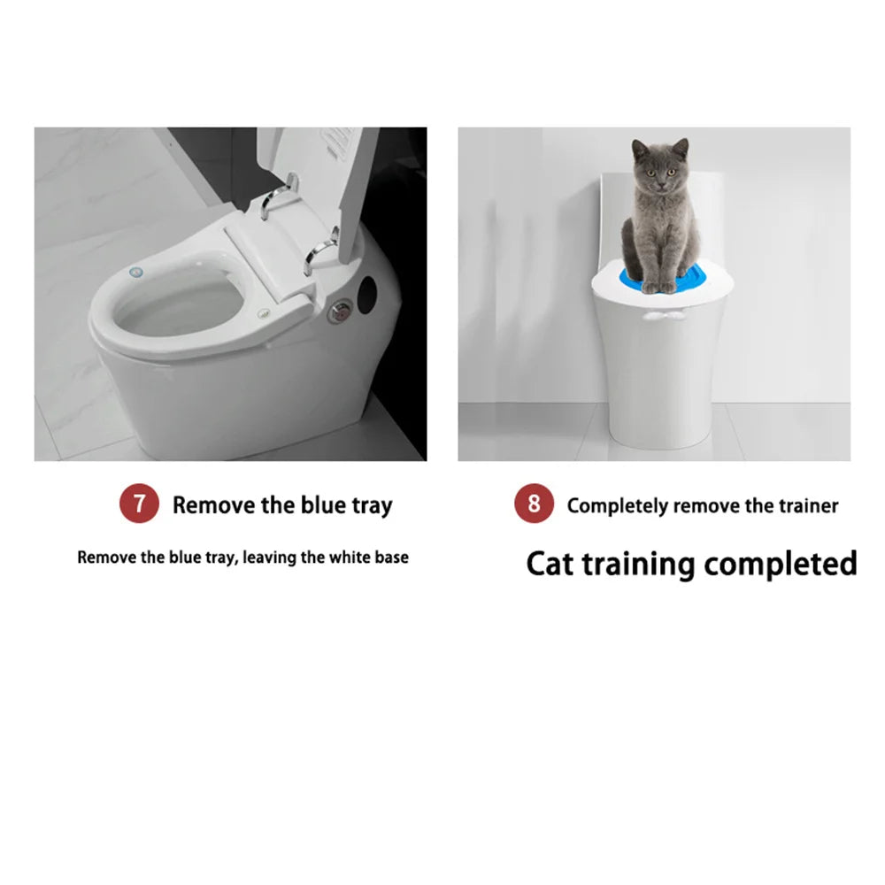 New Upgrade Cat Toilet Trainer Reusable Training Toilet For Cats Plastic Training Set Cat Litter Box Mat Toilet Pet Accessaries