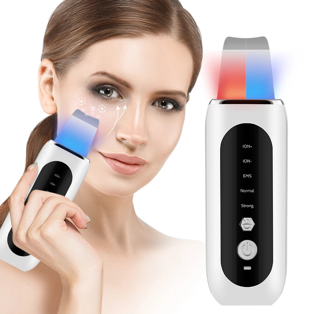 Ultrasonic Face Skin Scrubber Vibration Nose Deep Cleaning Machine Facial Spatula Blackhead Remover Peeling Shovel Pore Clean