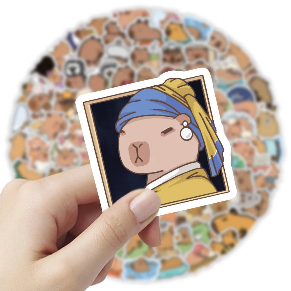 10/30/50/120pcs Kawaii Cartoon Capybara Sticker Decals Decoration DIY Phone Notebook Laptop Cute Kids Animal Sticker Toys Gift