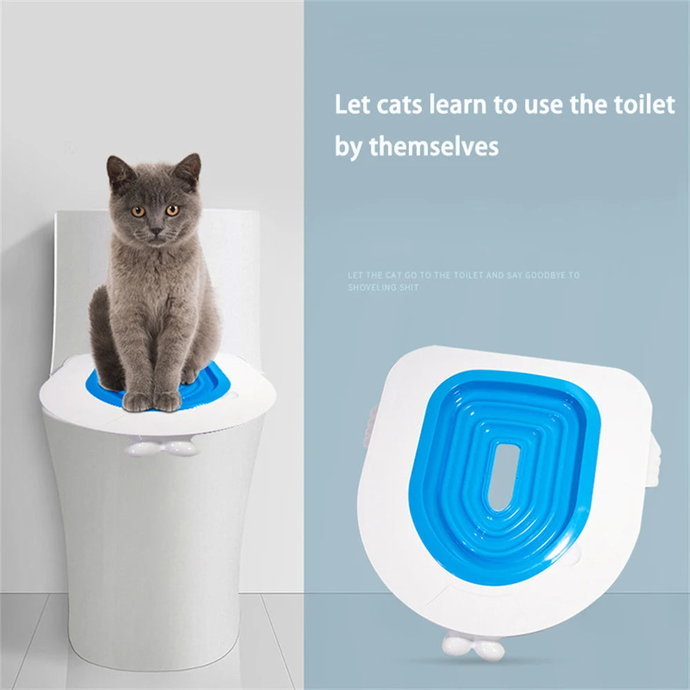 New Upgrade Cat Toilet Trainer Reusable Training Toilet For Cats Plastic Training Set Cat Litter Box Mat Toilet Pet Accessaries