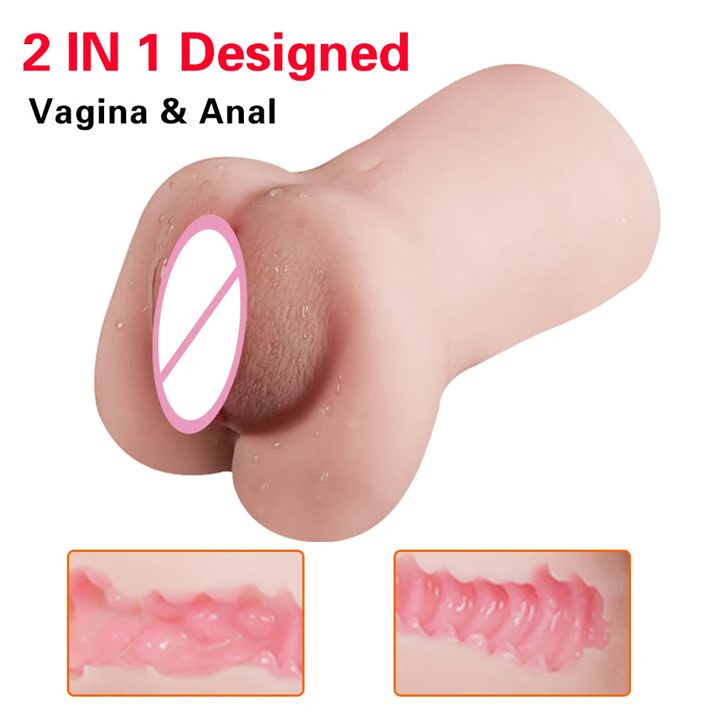 Men's Aircraft Cup Male Masturbator Oral Vaginal Anal Masturbation Soft Real Vagina Pocket Pussy Sex Toys for Men Blowjob