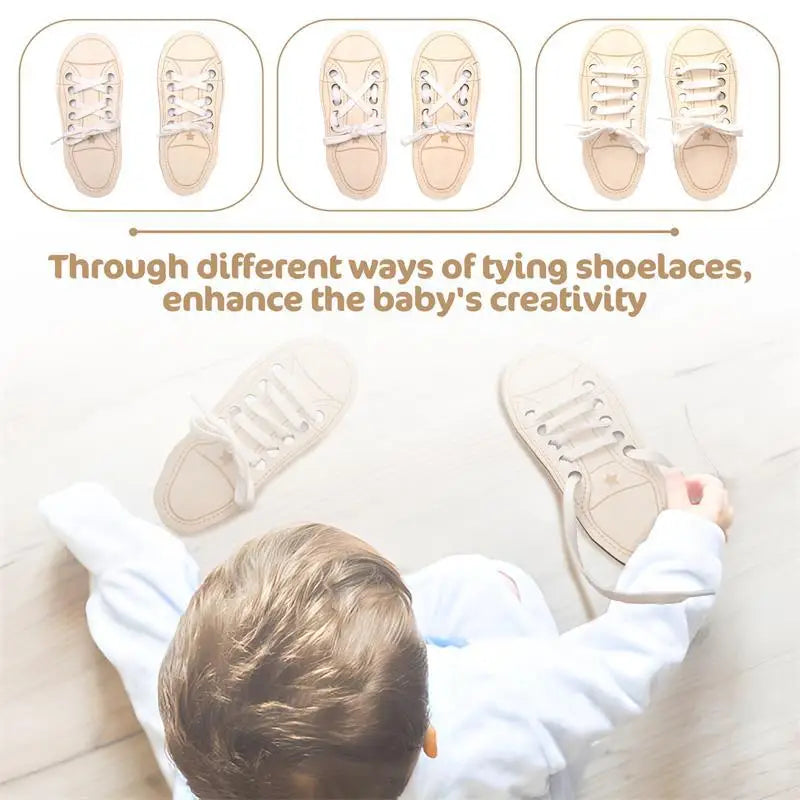 Children's Learning Shoelace Toys Wooden Wear Rope Tying Shoelace Educational Toys Kindergarten Early Education Teaching Aids