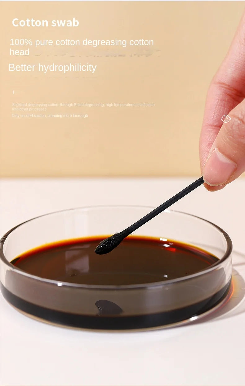 Boxed black cotton swabs Japanese earpick cotton swabs Clean Blackhead earpick disposable double-ended cotton swabs