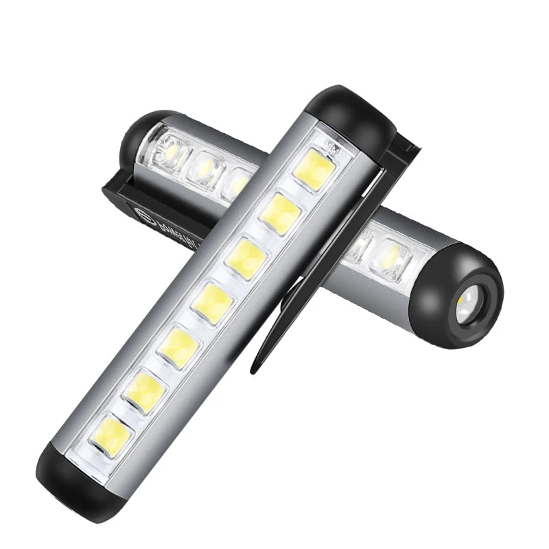 Mini LED Flashlight XPE + COB Lamp Beads Ultra Bright With Clip Magnet Work Light Waterproof USB Rechargeable Flashlight