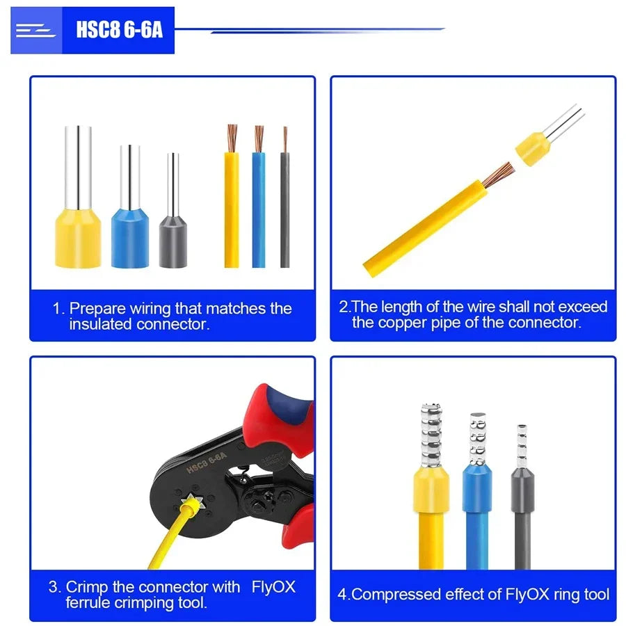 Manual Crimping Pliers HSC8 6-4A/HSC8 6-6A Tube Terminal Crimping Tool With Terminal Tip Set for Home Improvement and Electrica