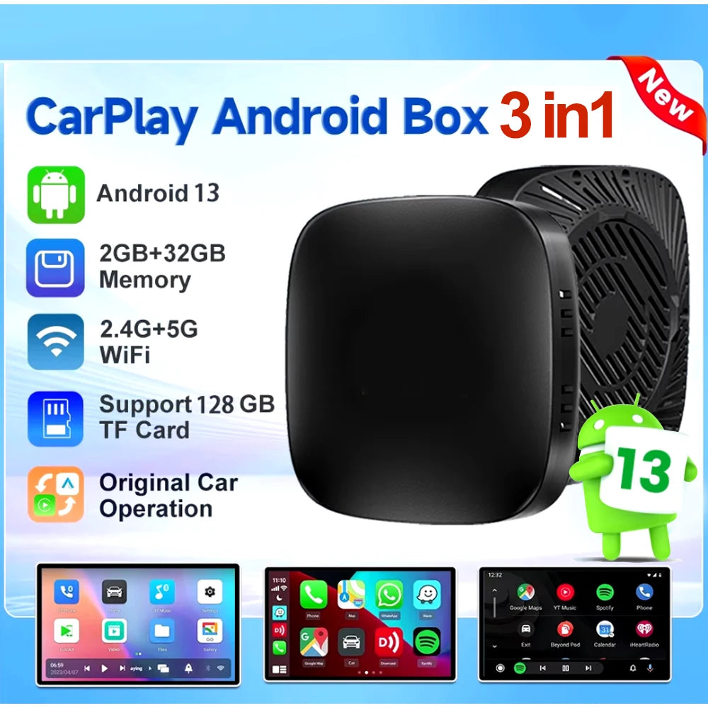 Android 13 CarPlay TV Box Wireless CarPlay Android Auto Adapter Car Multimedia Smart AI Box Support Netflix YouTube