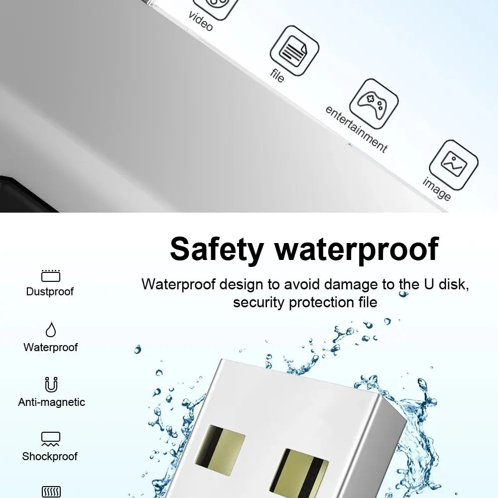 High Speed Mini USB Flash Drives 64gb Black Waterproof Pen Drive 32gb Portable Memory Stick GB USB Memories Storage for PC
