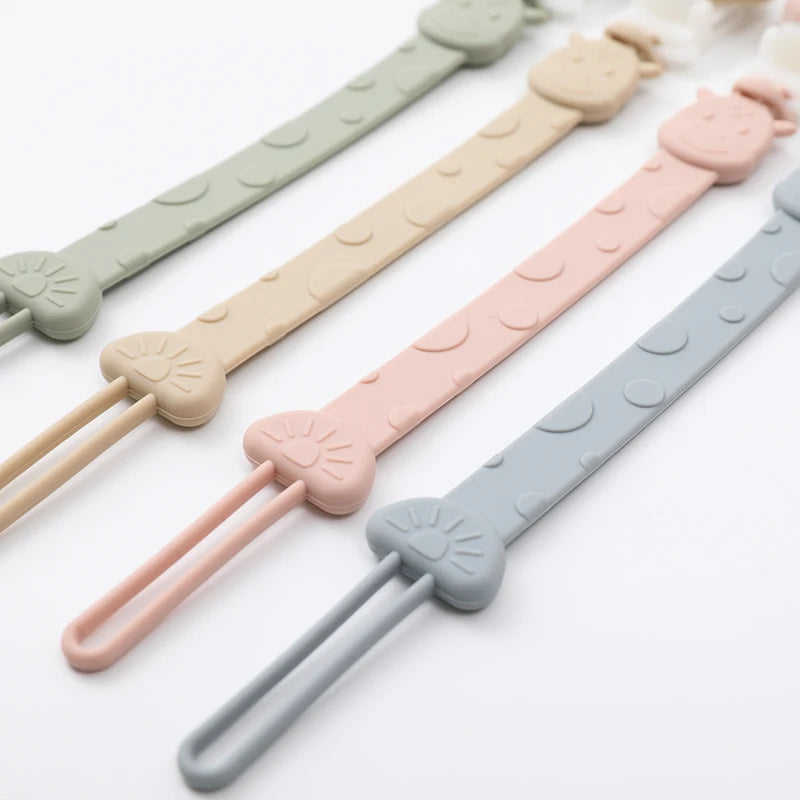 One-Piece Silicone Pacifier Clip Holder, Soft Flexible Pacifier Clips Binky Clips for Baby Boys and Girls, Baby Accessories