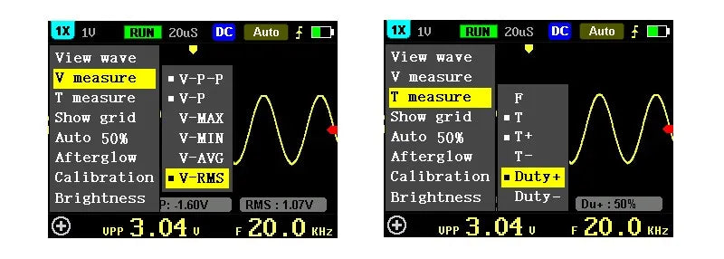 FNIRSI 5012H Handheld Digital Oscilloscope 500MS/s Sampling Rate 10MHz Analog Bandwidth 2.4 Inches Support Waveform Storage