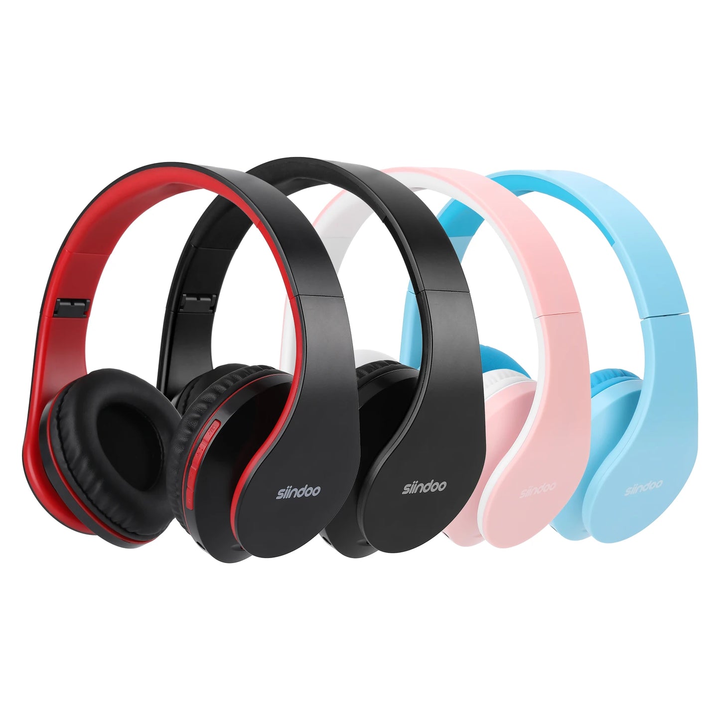 Siindoo JH-812 Wireless Headphone Foldable Stereo BT5.1 Earphones Music Headset FM and Support SD Card with Mic for Mobile PC TV