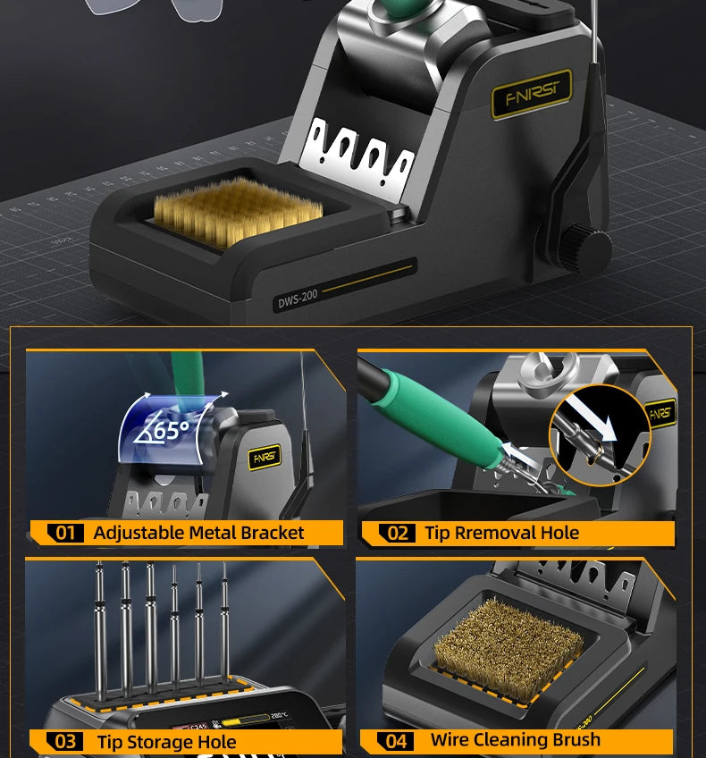 FNIRSI DWS-200 200W Rework Soldering Station C210/C245 Handle with Soldering Helping Hand Electronic Welding Repair Solder Tools