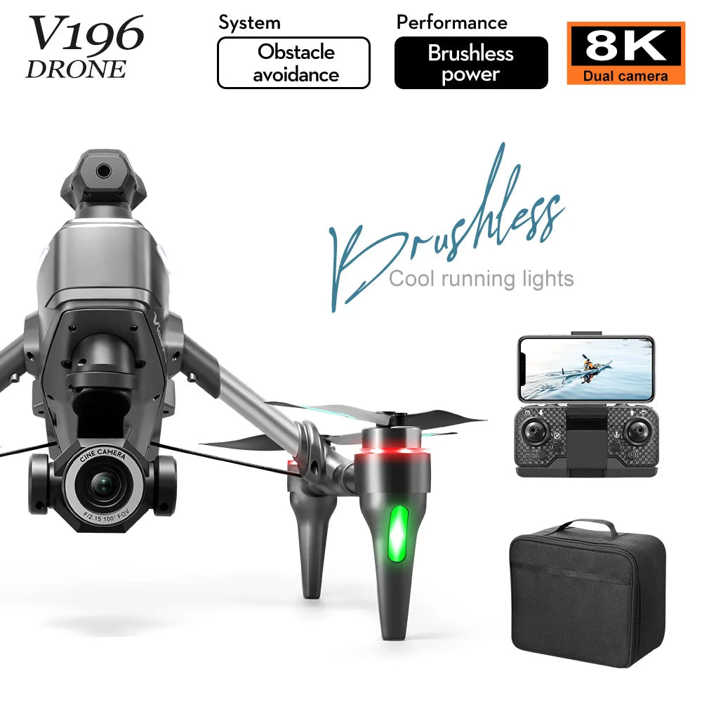 New V196 5G GPS Drone 8K Professional Dual Camera Brushless WIFI FPV Obstacle Avoidance Optical Flow RC Foldable Quadcopter Toys