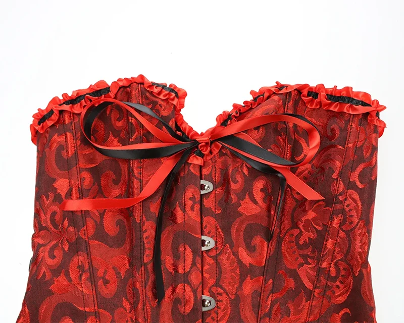 YBFDO Women Sexy Corsets Bustiers Floral Lace Tops Shapewear Burlesque Vintage Corset Gothic Satin Lingerie Corselet Overbust