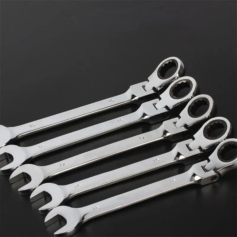 Metric Flex-Head Ratcheting Wrench , Chrome Vanadium Steel, Ratcheting Combination Wrench Key Wrench for Car Maintenance