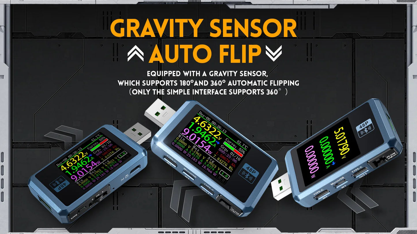FNIRSI-FNB48P Ammeter Voltmeter USB Tester TYPE-C Fast Charge Detection Trigger Capacity Ripple Measurement with CNC Metal Shell