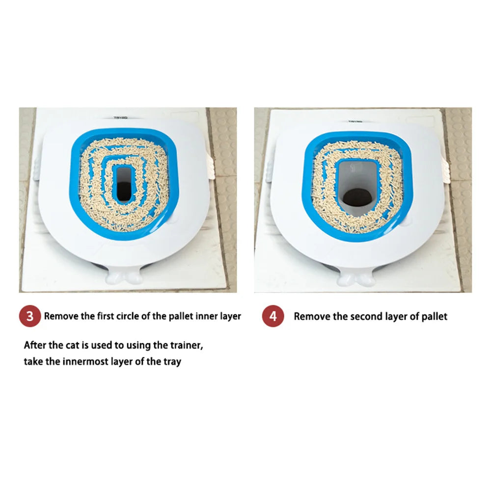 New Upgrade Cat Toilet Trainer Reusable Training Toilet For Cats Plastic Training Set Cat Litter Box Mat Toilet Pet Accessaries