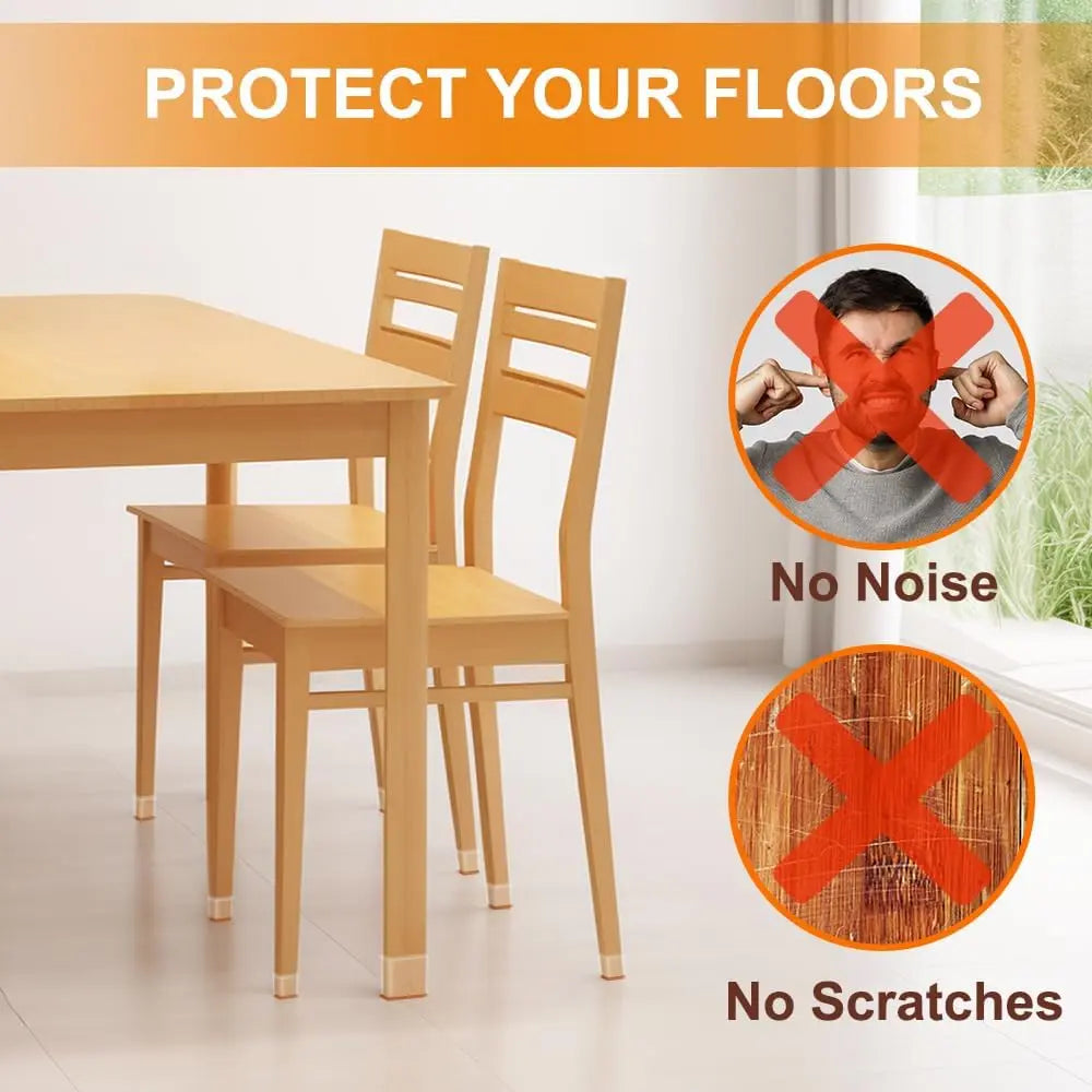 24Pcs Chair Leg Floor Protectors for Hardwood Floors, Silicone Chair Caps Covers Furniture Pads Sliders W/ Wrapped Felt Bottom