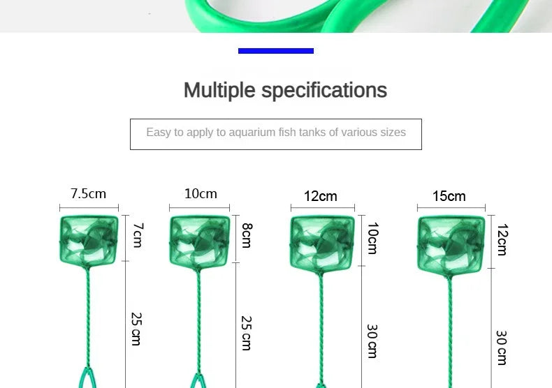 Fish Net Portable Long Fish Tank Fishing Nets Handle Round Aquariums Net Square Fish Tank Cleaning Tools Aquarium Accessories