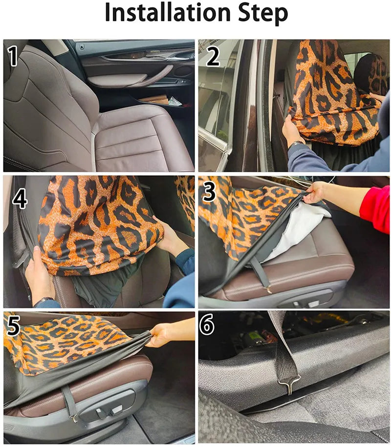 Dog Paw Print Car Seats Cover Full Set 4Pcs Front/Back Seat Protector Custom Black Auto Interior for Woman Men Cartoon Footprint