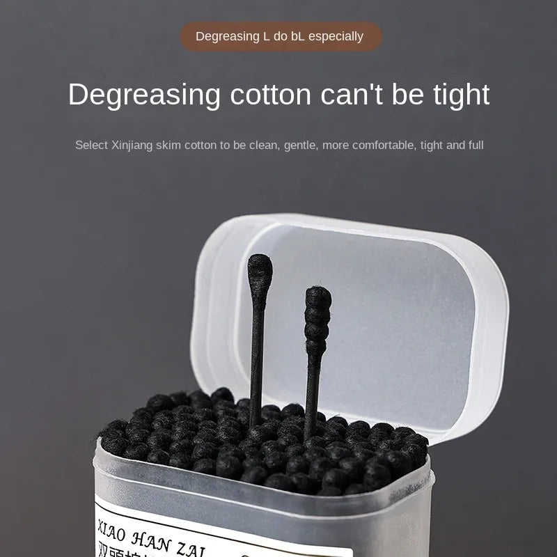 Boxed black cotton swabs Japanese earpick cotton swabs Clean Blackhead earpick disposable double-ended cotton swabs