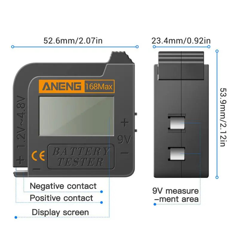 For 9V AAA 168 Max Battery Checker Button Cell Tester Digital Lithium Battery Capacity Tester Universal Analyzer Display Check
