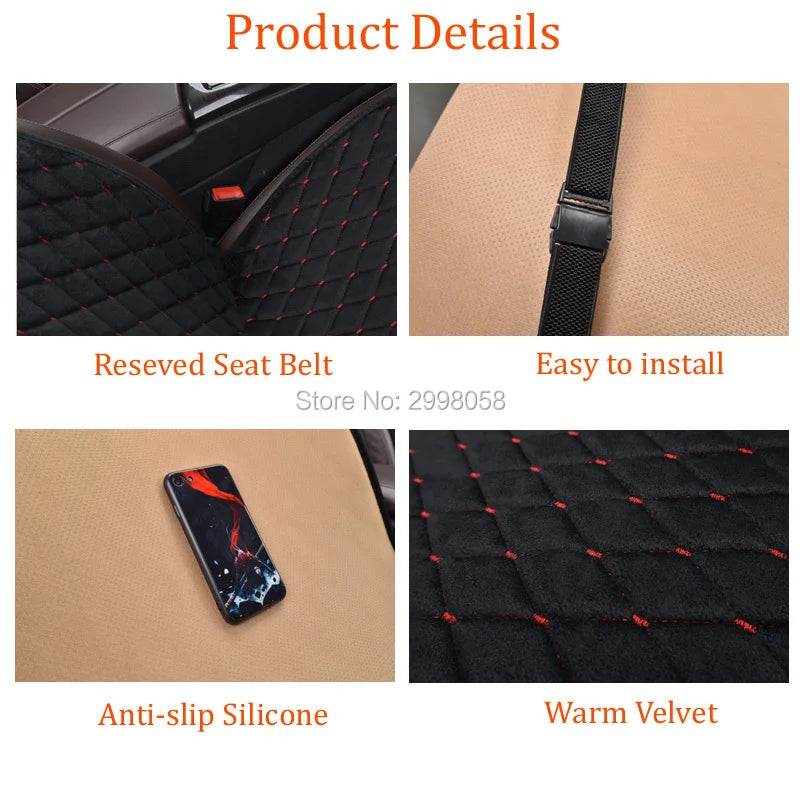 Warm Winter Car Seat Cover Universal Plush Velvet Car Seat Cushion Protector Chair Mat Fits Most Car Or SUV Interior Accessories