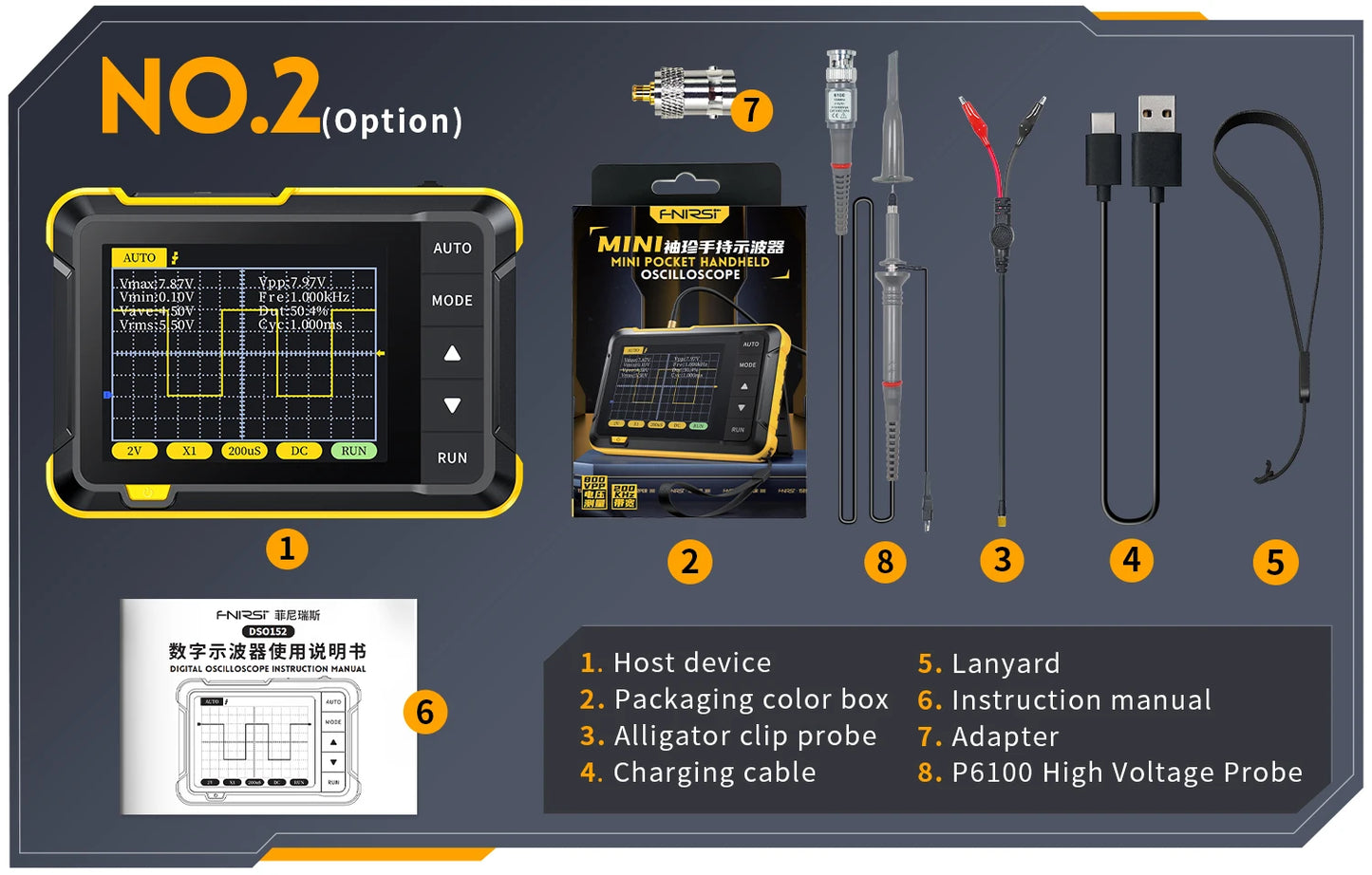 FNIRSI DSO152 Portable Mini Handled Digital Oscilloscope Auto 200KHz Bandwidth 2.5MSa/s Sampling Rate Electronics Repair Tools