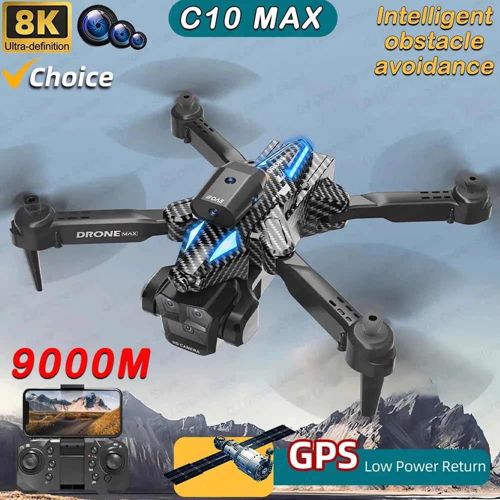 New C10 Drone GPS 8K HD Three Cameras Optical Flow Obstacle Avoidance NairoMarket