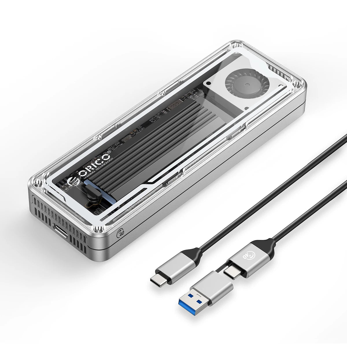 ORICO 40Gbps USB4 M.2 SSD Enclosure 8TB with with Cooling Fan PCIe4.0 NVME Enclosure Aluminum Compatible Thunderbolt 3/4 for Mac