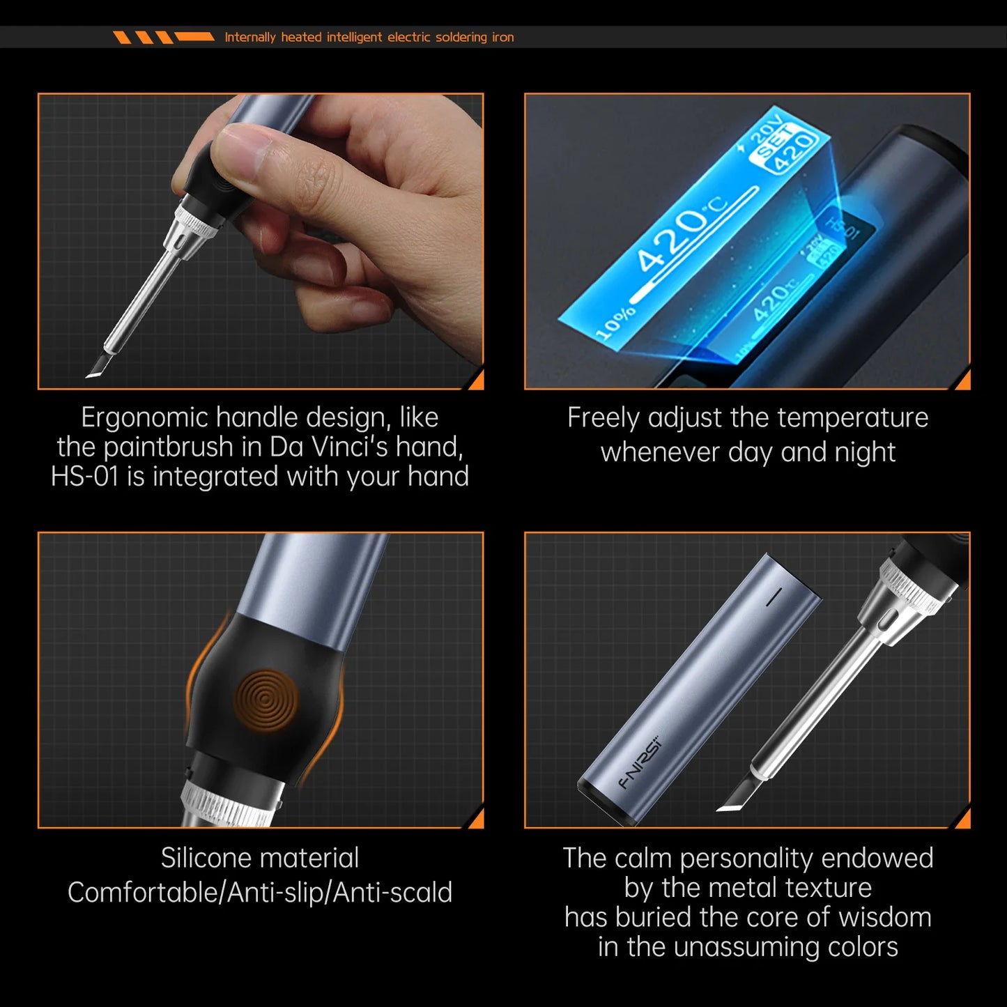FNIRSI HS-01 Smart Soldering Station 65W 96W Electric Soldering Iron Adjustable Constant Temperature Fast Heat Solder Iron Kit
