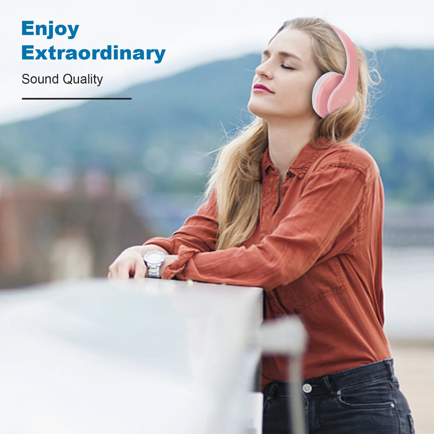 Siindoo JH-812 Wireless Headphone Foldable Stereo BT5.1 Earphones Music Headset FM and Support SD Card with Mic for Mobile PC TV