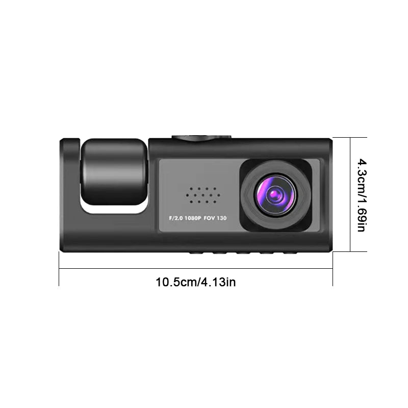 Dashboard Camera, 1080P 3 Camera Car Camera with IR Night Vision Loop Recording and IPS Screen for Sedans, SUV, Etc. -